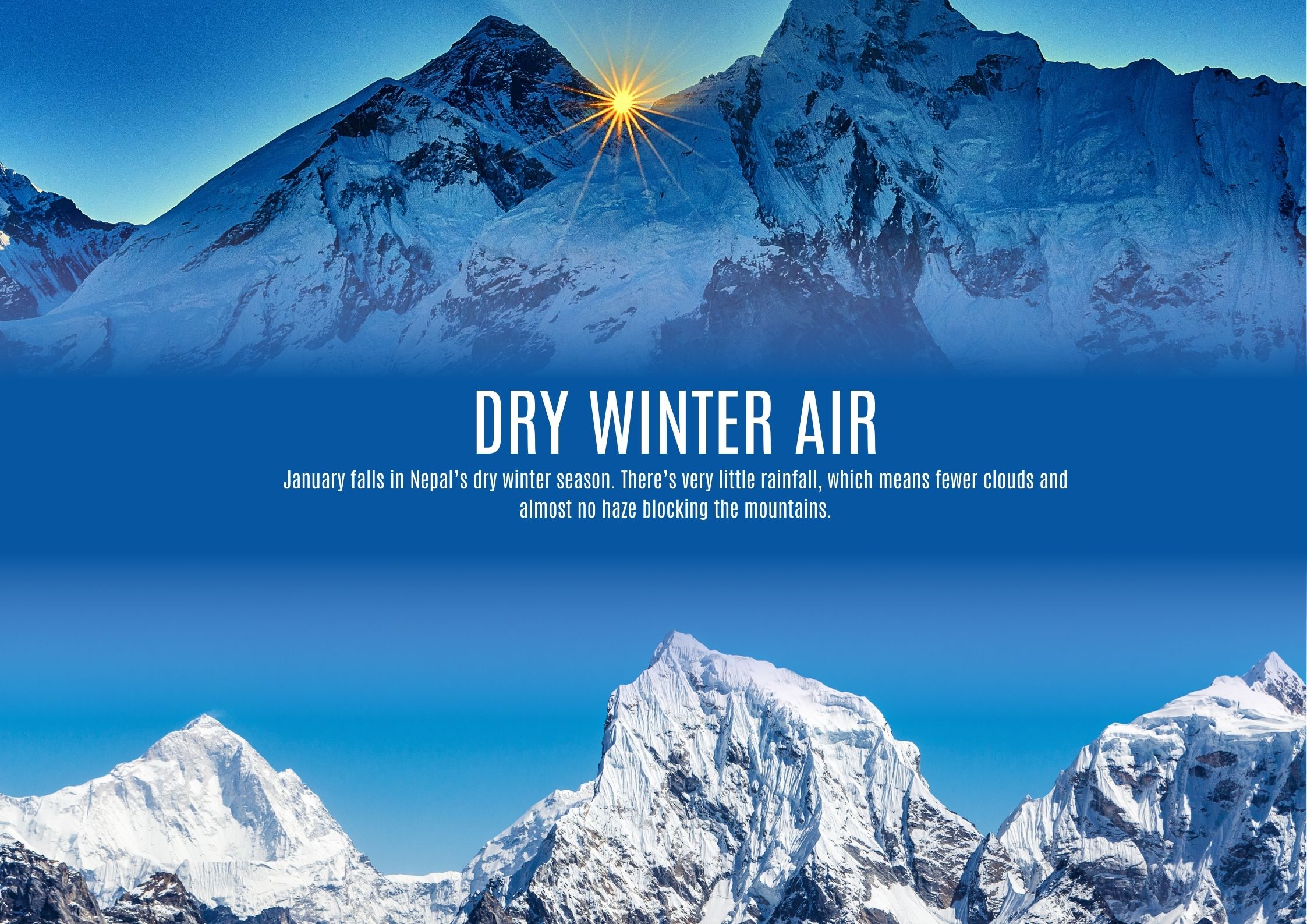 What makes January skies in Nepal so clear and scenic?